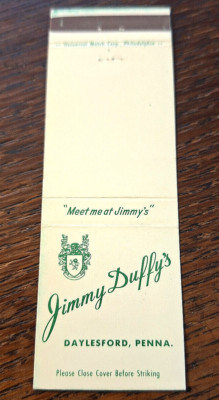 Vintage Matchbook: Jimmy Duffy's, Daylesford, PA