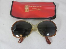 Vintage Sterling Optical Amber Brown Top Round Sunglasses Frames 54-18 EWX
