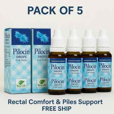 New Life Pilocin Drops 30ml x 5 | Rectal Comfort & Piles Support | Free Ship