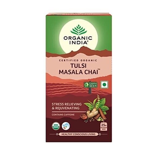 Organic India Pack of 2 Tulsi Masala Chai 25 Teg Begs Stress Relieving | - Picture 5 of 5