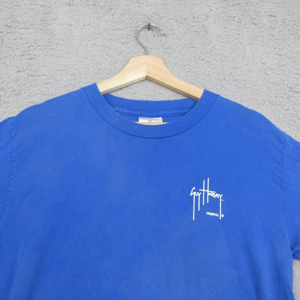 Camisa Guy Harvey Niños L Azul Algodón Inspirada en el Océano Costera Gráfico Informal Camiseta Foto 3 de 4