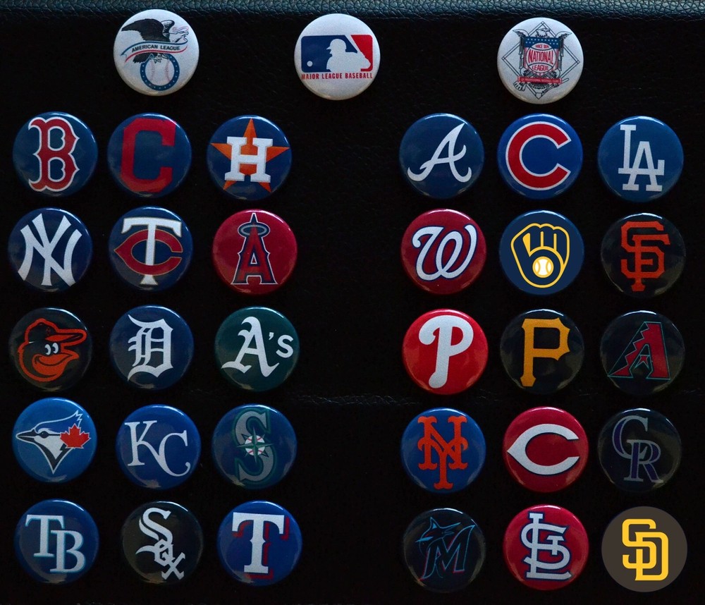 MLB Individual Magnets - Current & Retro - Choose From List - 1 1/2 Inch Round