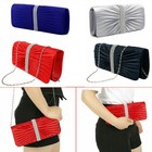 Women Shoulder Chain Bags Banquet Cocktail Rhinestone Wedding Pleated Handbag