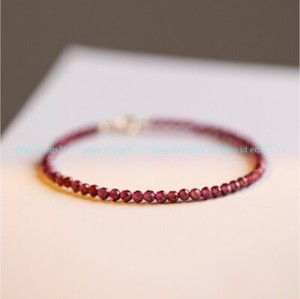 Authentic 3mm Natural Faceted Gems Unique Women Bohemian Bracelet Gold Plated Hook 7.5