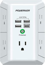 Surge Protector with 4 USB Ports - Multi Outlet Extender for Home, School and Of