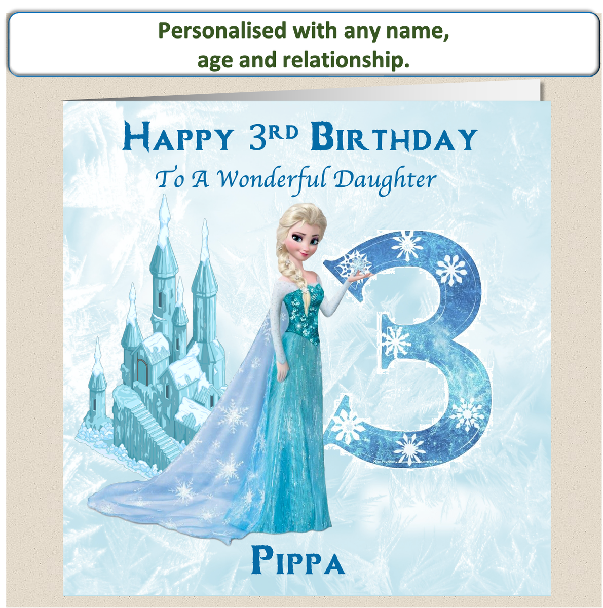 Personalised Frozen Elsa Birthday Card Daughter Granddaughter