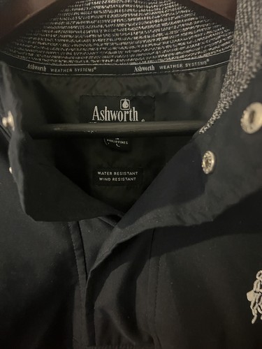 Ashworth Pullover Mens L 1/4 Snap Black Weather Systems Golf Windbreaker S/S - Picture 3 of 5