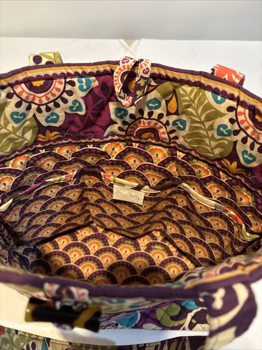 Vera Bradley Pflaume Crazy große Beuteltasche 3-teiliges Set Geldbörse und Magnetverschlussbeutel - Bild 7 von 19