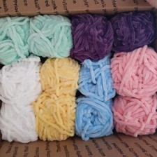 Lot Of 12 Skeins Premier Just Chenille Chunky Yarn Mixed colors Crochet Craft