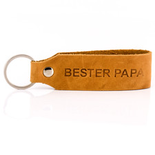 " Samui " Keychain Engraving Best Papa Tumatsch-Leder Real Leather Braun