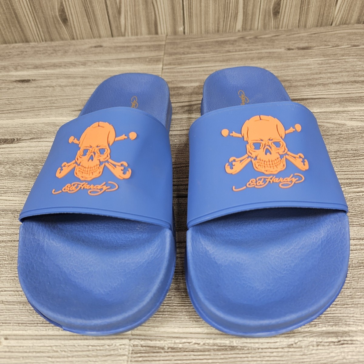 Ed Hardy Darkness Skull Slides Sandal Blue/Orange - Men display picture 3