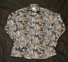 FRIDAY Shirt Men's Bold Eyecatching Oscar Large 16.5 Slim Palm Trees Hawaiian