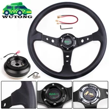 14" Deep Dish Racing Steering Wheel with Hub Adapter For Honda Civic 92-95 EG