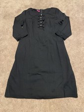 NEW Women Talbots Limited Edition Black Shift Dress 12 bow / button embellished