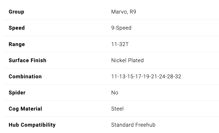 Cassetta MicroSHIFT H09 9v 11-28t – Nichelata Argento Per Bici Da Strada