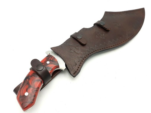 D2 STEEL CUSTOM CAMPING KUKRI TACTICAL HUNTING BOWIE KNIFE RESIN HANDLE SHEATH - Picture 7 of 7