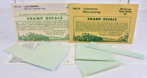CHAMP HO SCALE HN-24 LACKAWANNA WHITE LETTERING DECAL 2-PACK