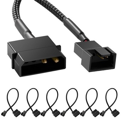 6 Stück 4 Pin Molex auf 3/4 Pin Lüfter Adapter Kabel für PC