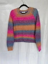 BB Dakota Steve Madden Ombre Fuzzy Cropped Sweater Top XXL Popover Colorful Cozy