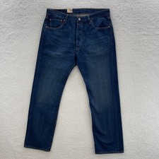Levis 501 Jeans Mens 38x32 Blue Original Fit Straight Dark Wash Denim Grunge 90s