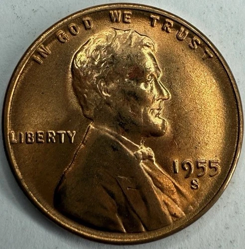 1955 S Uncirculated Lincoln Wheat Cent Exact Coin Imaged #LWC2504