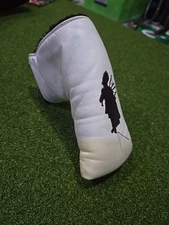 AM&E Blade Putter Head Cover White Black   hook and loop Closure