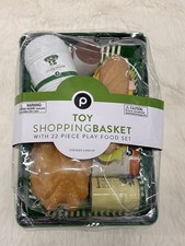NEW Publix Toy Shopping Basket 22 Piece Play Food Set Eggs - Meat - Fruits