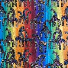 Laurel Burch Fabric Jungle Songs Giraffe Rainbow Clothworks Cotton BTHY Rare HTF
