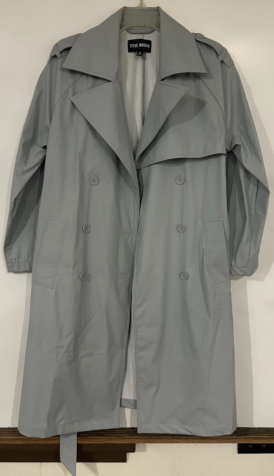 Trench coat Steve Madden com cinto peito duplo comprimento carro tamanho P - Imagem 2 de 4