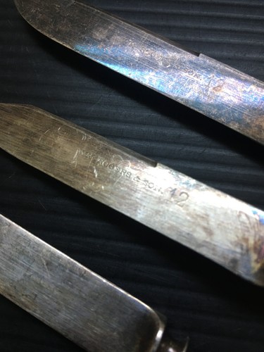 3 Teile Vintage 60er Jahre Wm. Rogers & Son No.12 Silver Plate Buttermesser - 6,25"L - Bild 4 von 7