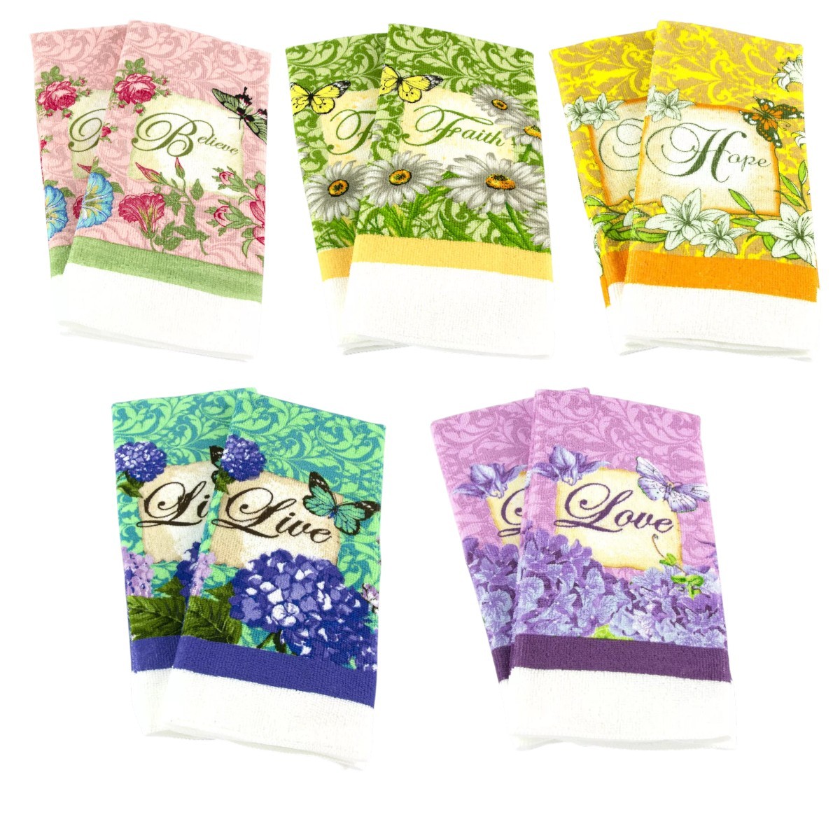 Sunflower Garden 10pc Inspirational Butterfly - Floral Themed Kitchen Towel Set 5090₽