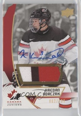 2019 Upper Deck Team Canada Juniors Premium Swatch /199 Kaedan Korczak Auto 0o5t
