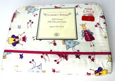 NEW 2001 Laura Ashley Queen Flat Sheet Fun Fairies Hearts Flowers All Cotton