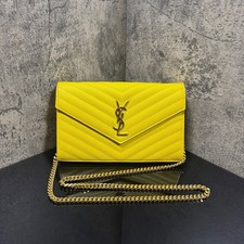 Saint Laurent ENVELOPE Medium Chain Bag in Grain De Poudre Leather with V-Quilt