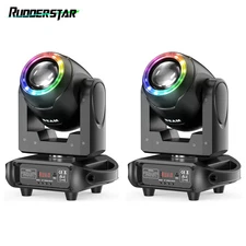  2PCS 100W Beam Moving Head Light Rainbow Effect&Halo Strip Lighting Projector
