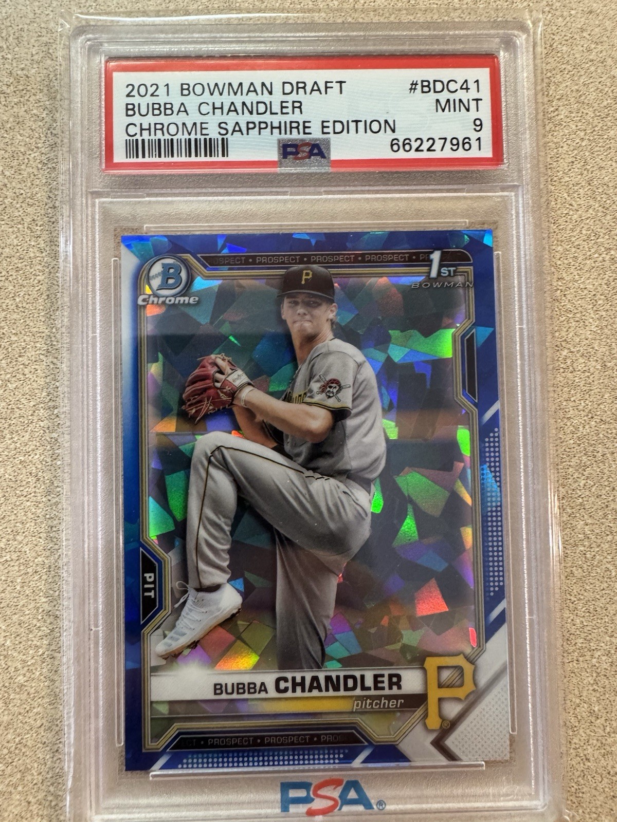 2021 Bowman Chrome Draft Sapphire Edition Bubba Chandler #BDC-41 (RC) PSA 9