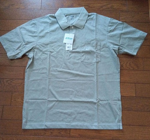 Uniqlo Airism Polo Shirt 51 Green L Breathable Polyester Blend Used