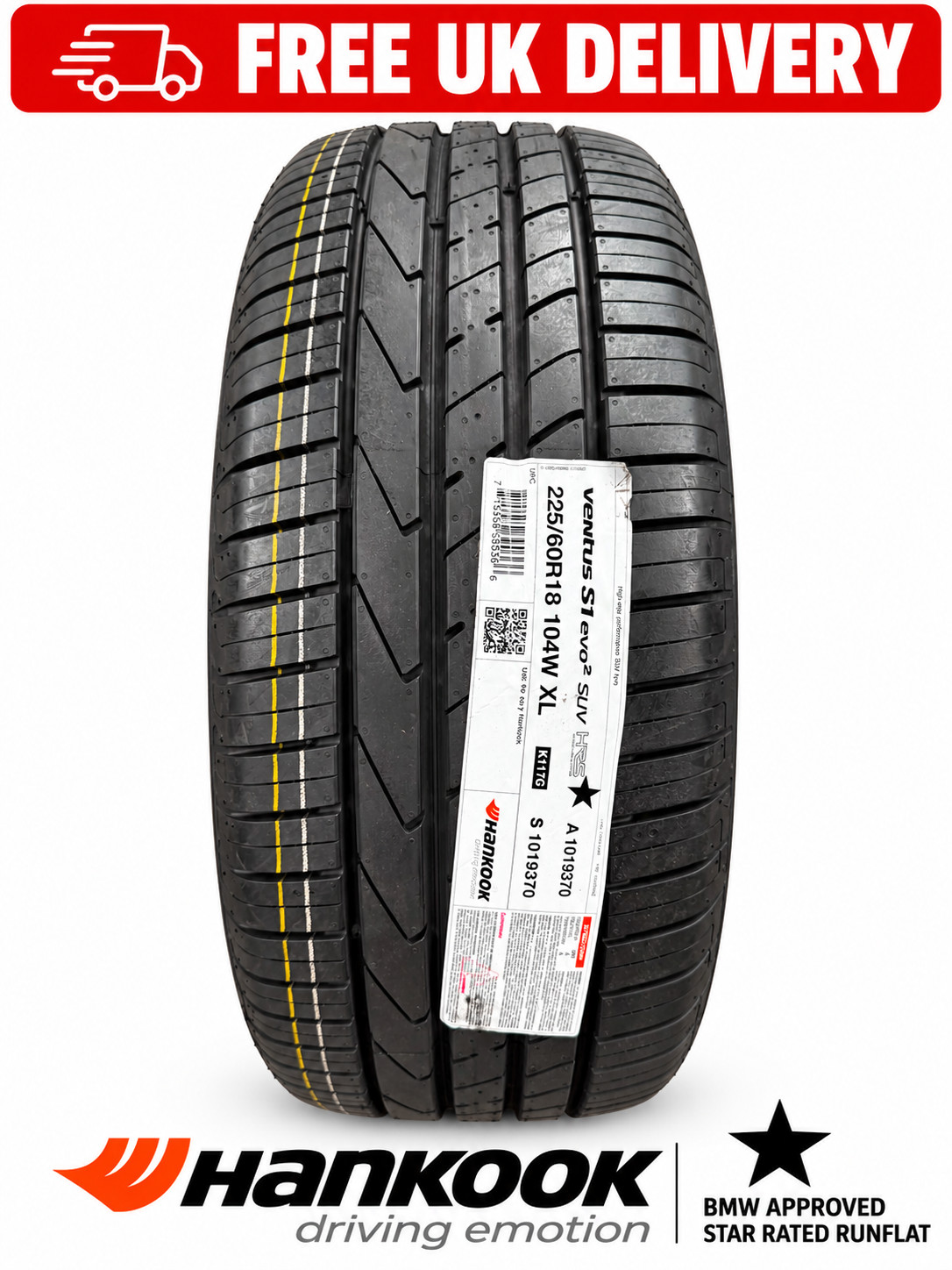 225/60R18 Hankook Ventus S1 EVO 2 K117C 104W * Runflat RFT 225 60 18 - 2020 dot