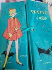 Vintage Ideal Pepper Doll Case W/ Doll & Clothing 1960's. Aqua. W Hangers