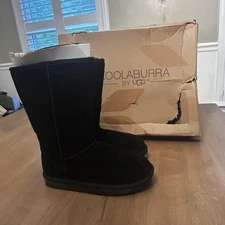 Koolaburra by UGG K Koola Tall Boots Womens Size 4 Black Suede Faux Fur Bootie