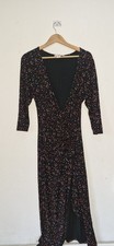 &et size 12 black dress with red and white heart print midi length 3/4 sleeved