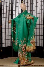 DEAR VANILLA JAPANESE FURISODE SILK KIMONO WOMEN'S AUTHENTIC JAPAN MADE VINTAGE