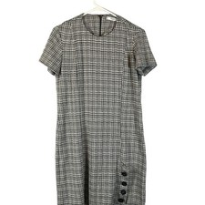 Mango Black & White Houndstooth Plaid Shirt Dress Button Detail Women Sz 4