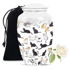 Black Cat Memorial Large Urn For Ashes Adult Woman Man 10 Inch