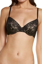 Natori 731252 Sheer Glamour Full Fit Underwire Contour Bra Sz 34D Black $70