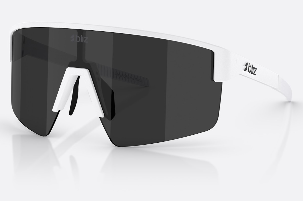 BLIZ P004 Mens/Womens Sports Wrap HYDRO Sunglasses MATTE WHITE / SMOKE