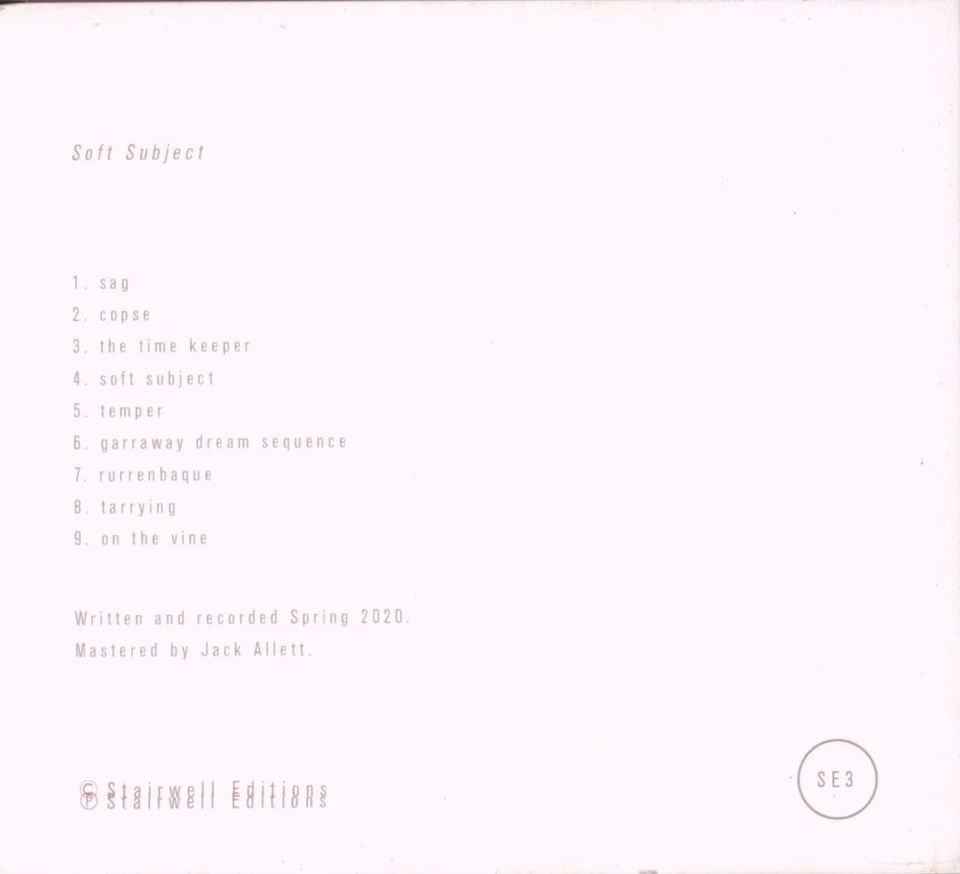 Rob Lye Soft Subject CD UK Stairwell Editions 2020 In Digipak SE3 - Bild 2 von 3