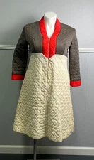 Vintage Vanity Fair Robe Size 16 Ivory Red Brown