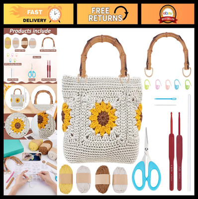 Sunflower Crochet Bag Kit for Beginners - DIY Handbag Making with Tutorials, Boh