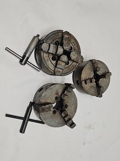 Metal Lathe Tool Lot Of 3 Small Chucks Machinist Tools Union No.123 K 4in Parts
